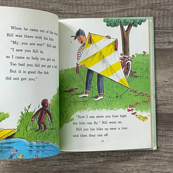 CURIOUS GEORGE FLIES A KITE by MARGRET REY - H.A.REY [ VINTAGE 1958 ] - Picture 9 of 11